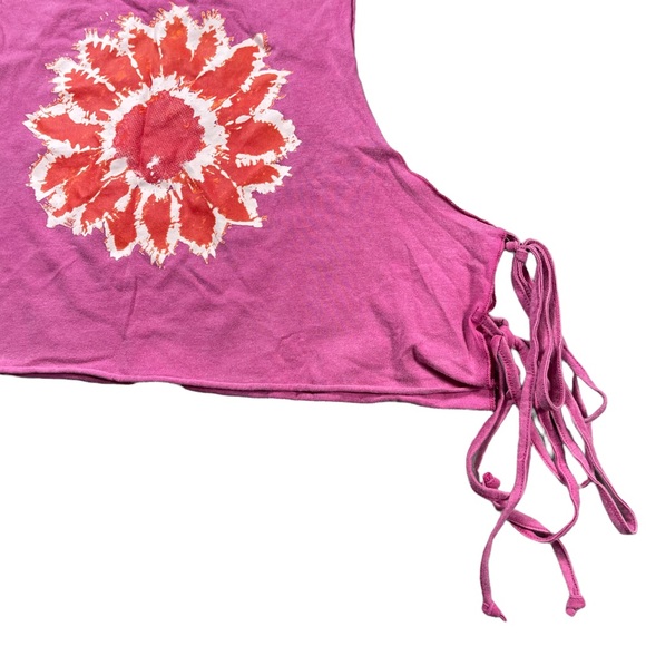 Wild Fable Size Large Bright Pink Floral Side-Tie Cropped Muscle Tank Top NWT - Picture 5 of 9
